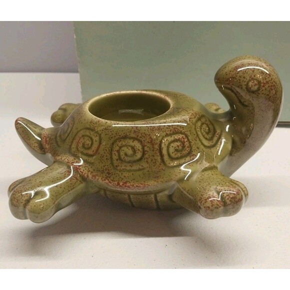 Partylite Floating Turtles Tealight Holders Green Ceramic Retired Beachy Sealife - Picture 3 of 16